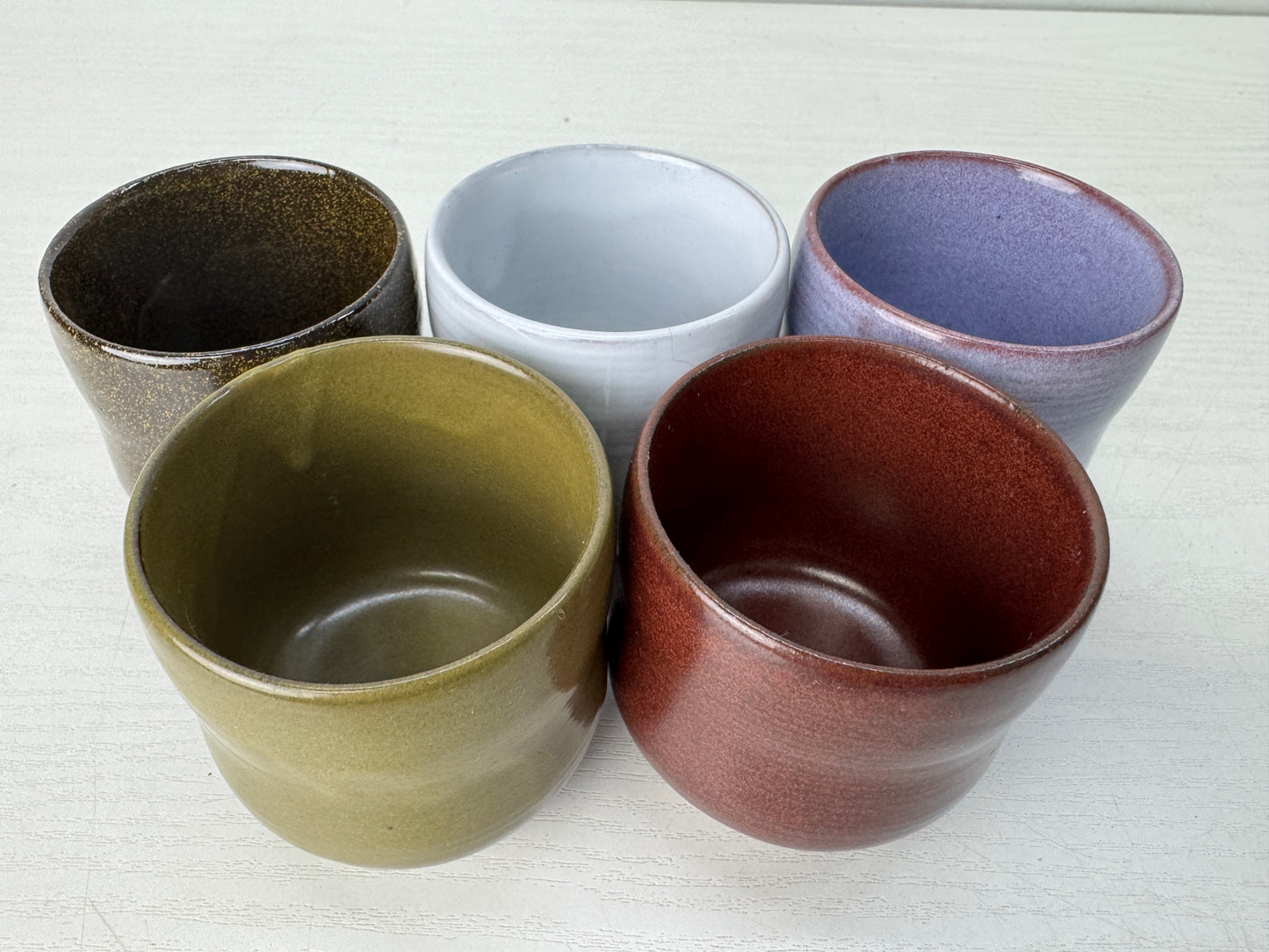 Y10426 CHAWAN Mino-ware 5 Sake cups signed box Japan antique tableware kitchen