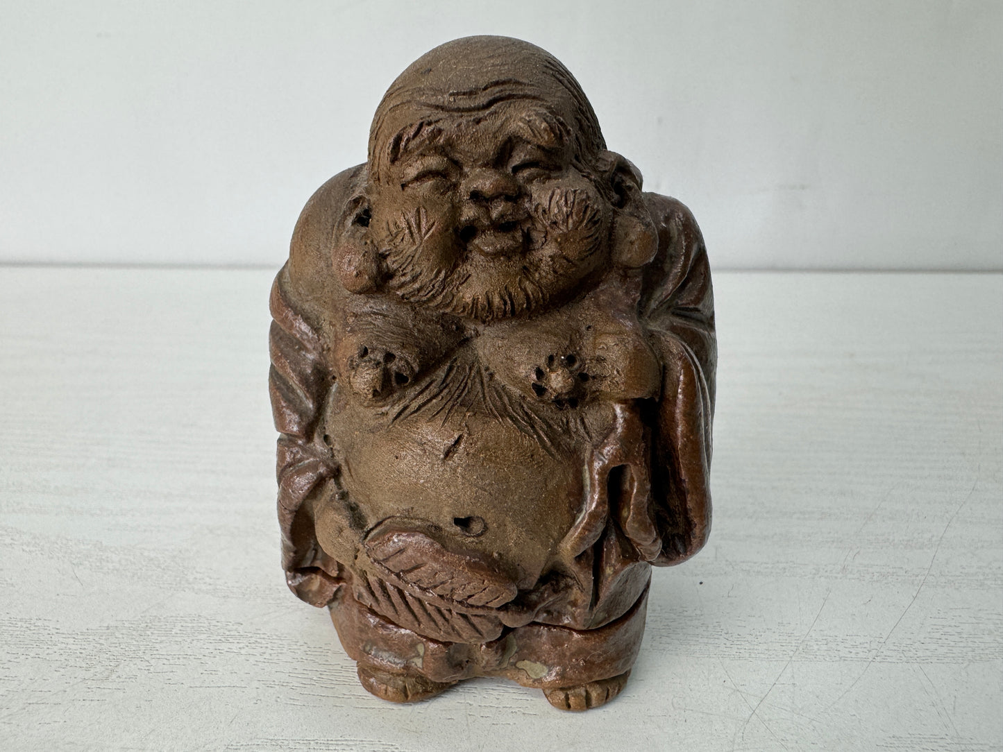 Y10433 BOX Mino-ware signed Japan antique incense container fragrance aroma