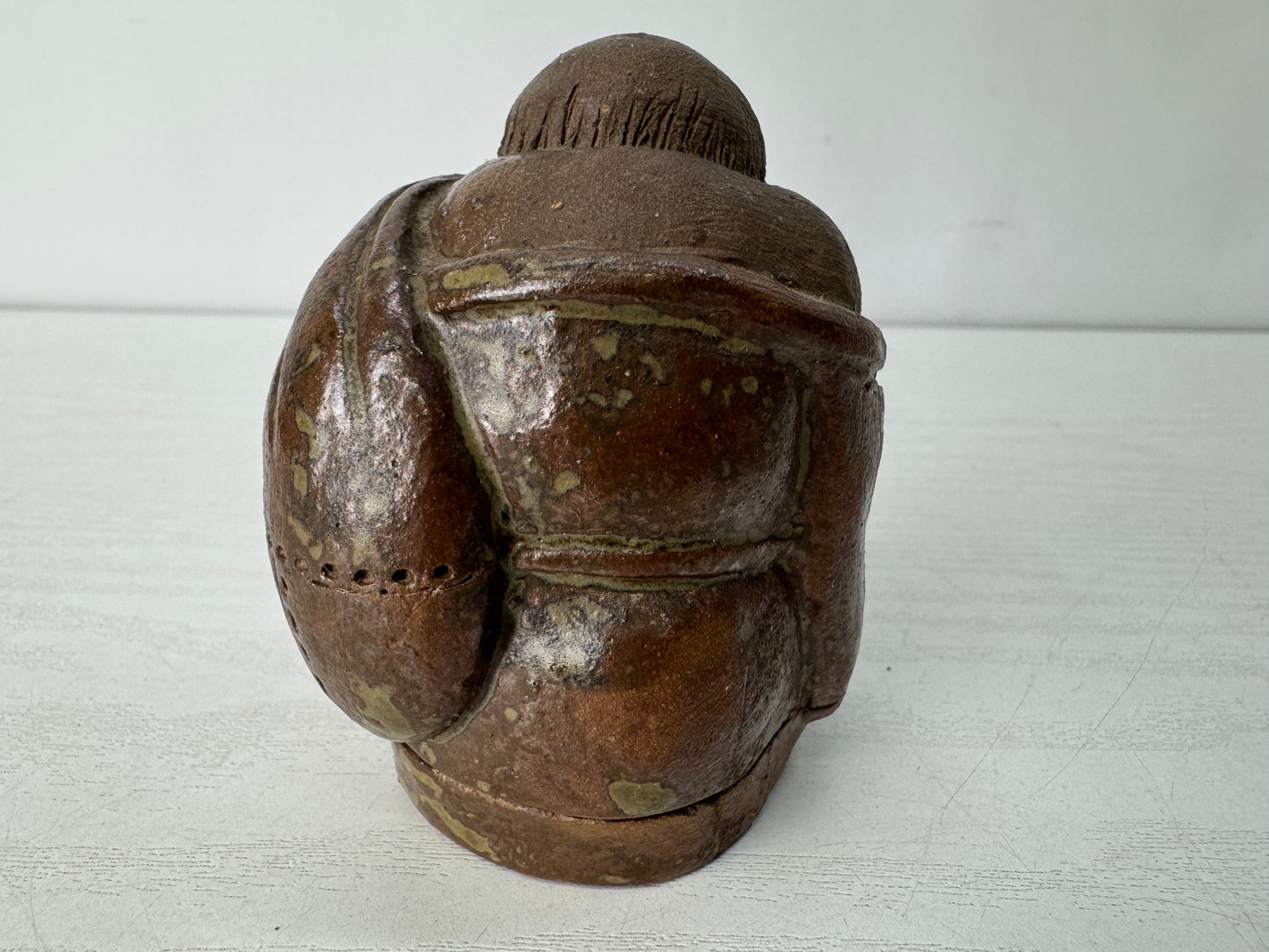 Y10433 BOX Mino-ware signed Japan antique incense container fragrance aroma