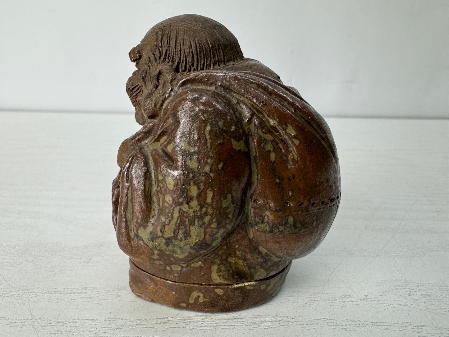 Y10433 BOX Mino-ware signed Japan antique incense container fragrance aroma