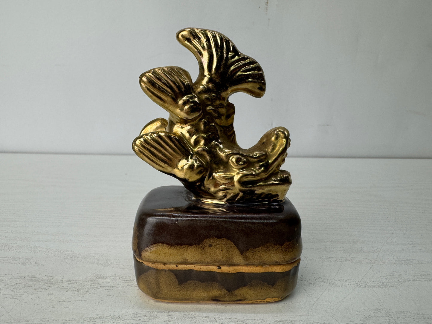 Y10434 BOX Seto-ware Shachihoko Japan antique incense container fragrance aroma