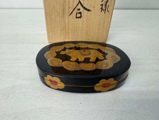 Y10435 BOX Makie signed box Japan antique incense container fragrance aroma