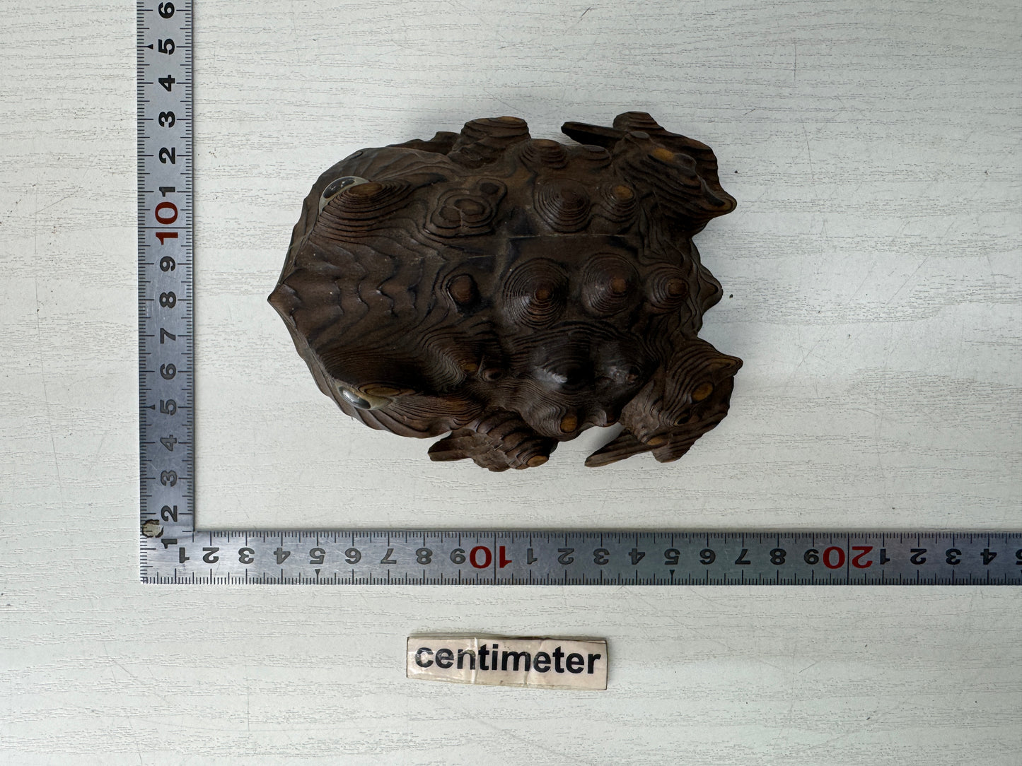 Y10440 OKIMONO wood carving Frog figurine beautiful eyes Japan antique figure