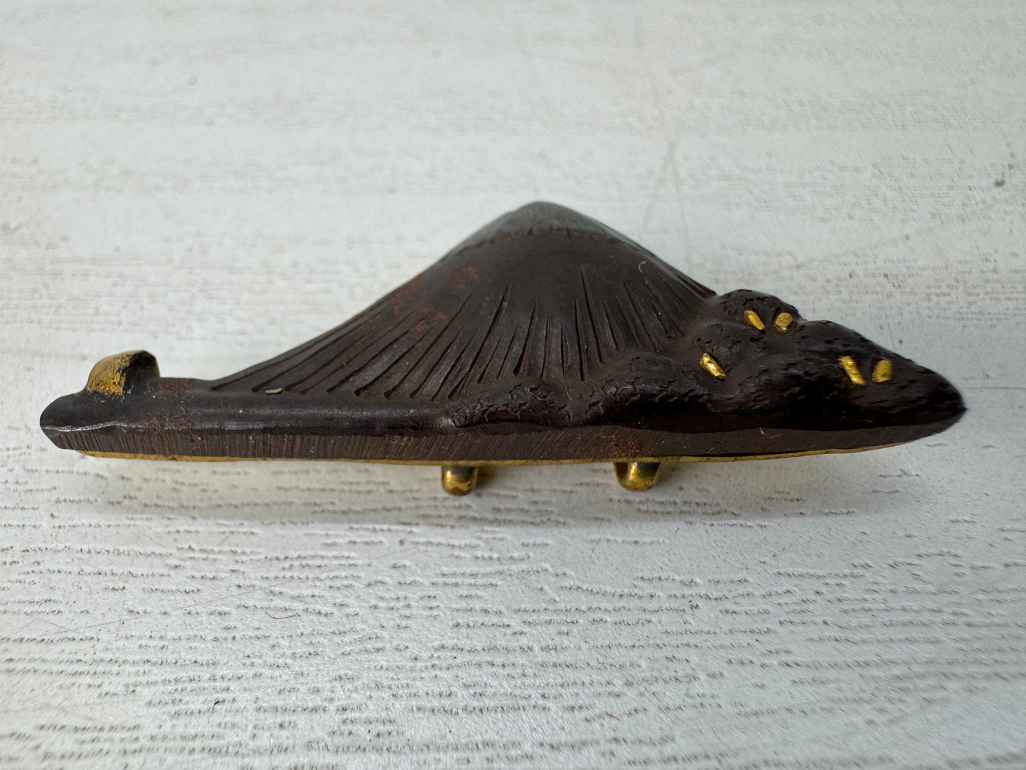 Y10441 OBIDOME Sash clip brooch Mt.Fuji gold silver inlay Japan antique kimono