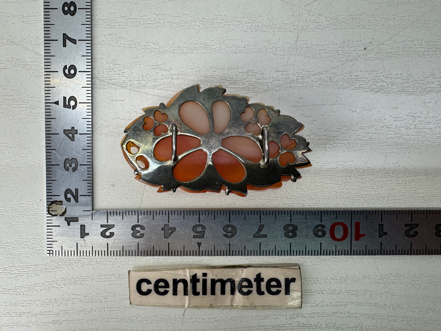 Y10443 OBIDOME Agate carving Sash clip brooch Flower Japan antique kimono pin