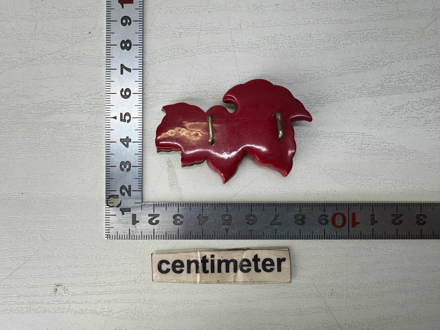 Y10444 OBIDOME Celluloid Sash clip brooch Leaf Raden Japan antique kimono pin