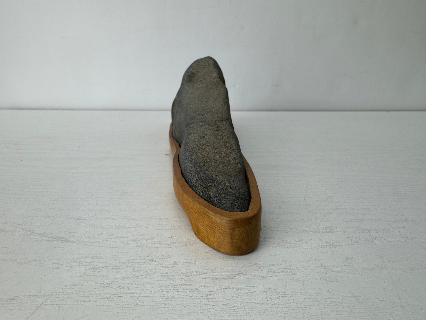 Y10446 OKIMONO Suiseki viewing stone wooden stand Mountain shape Japan antique