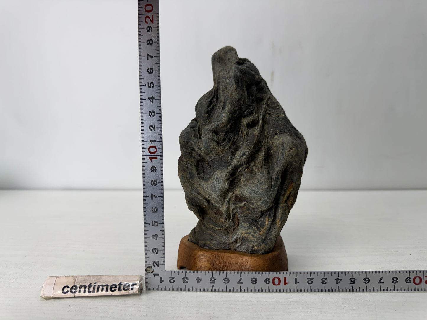 Y10448 OKIMONO Suiseki natural viewing stone wooden stand Japan antique interior