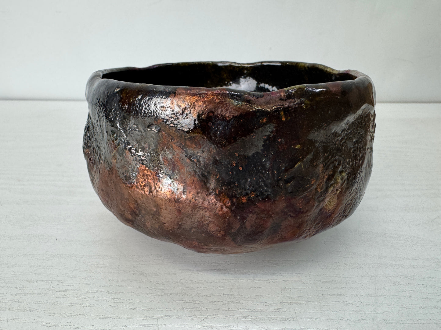 Y10450 CHAWAN Raku-ware bowl signed box multiple mark Japan antique tea ceremony