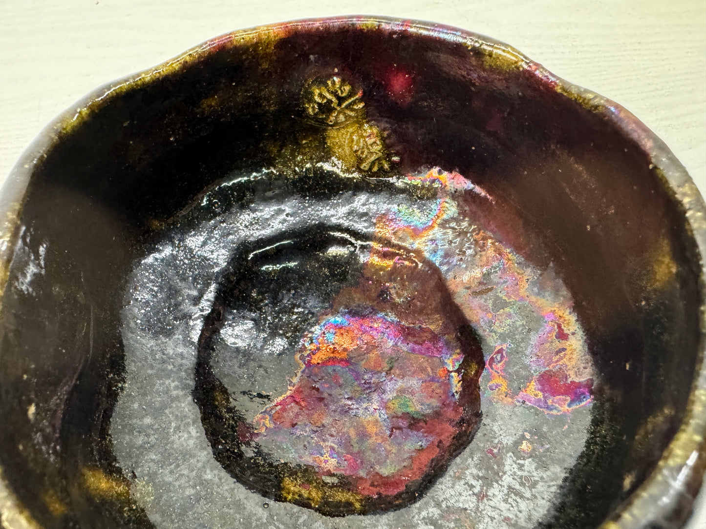 Y10450 CHAWAN Raku-ware bowl signed box multiple mark Japan antique tea ceremony