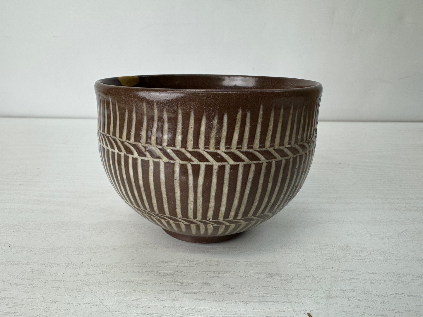 Y10452 CHAWAN Mino-ware kintsugi bowl box Japan antique tea ceremony pottery cup