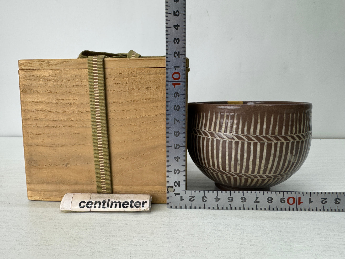 Y10452 CHAWAN Mino-ware kintsugi bowl box Japan antique tea ceremony pottery cup
