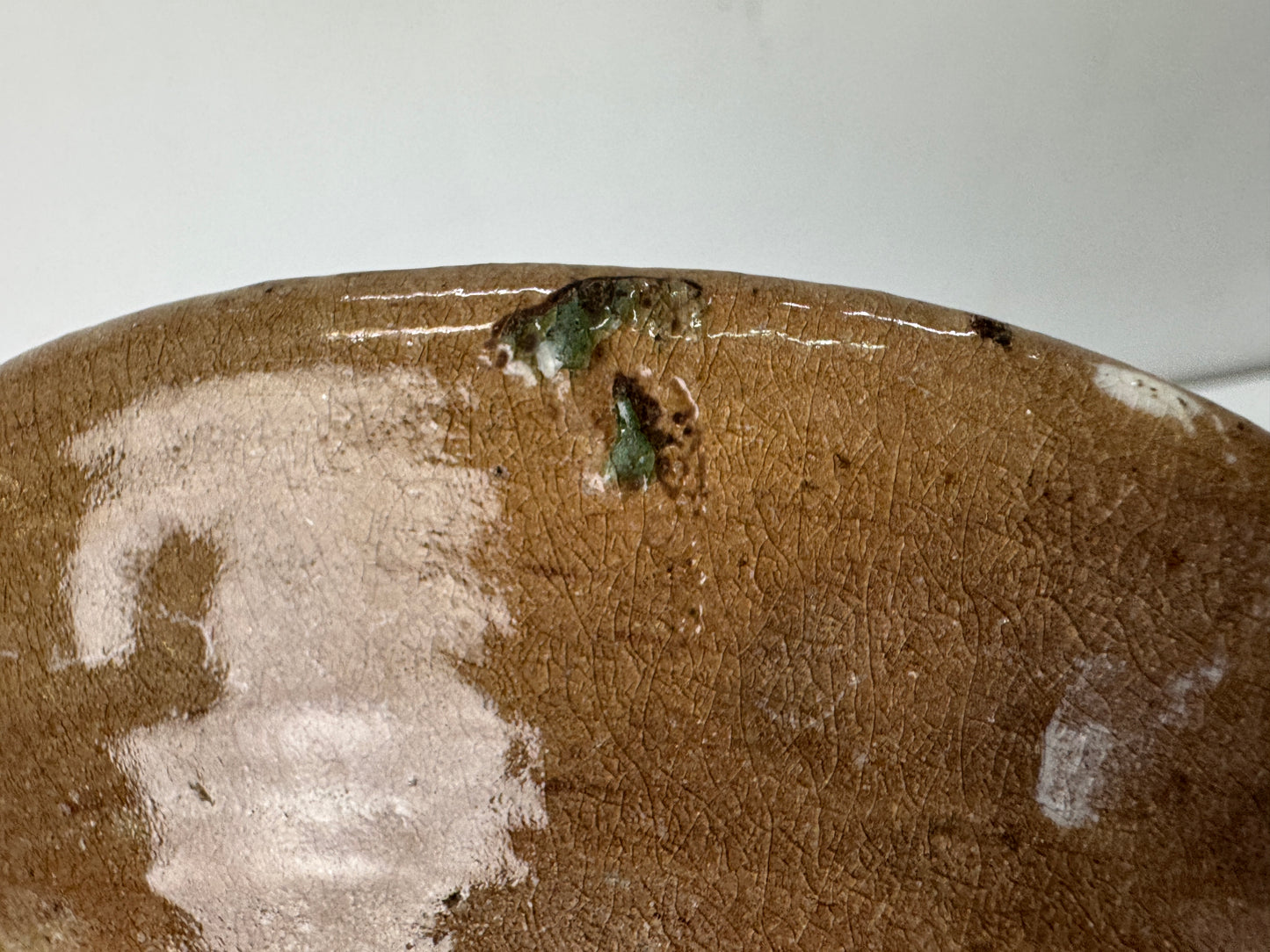 Y10454 CHAWAN Raku-ware Mishima flat bowl signed box Japan antique tea ceremony