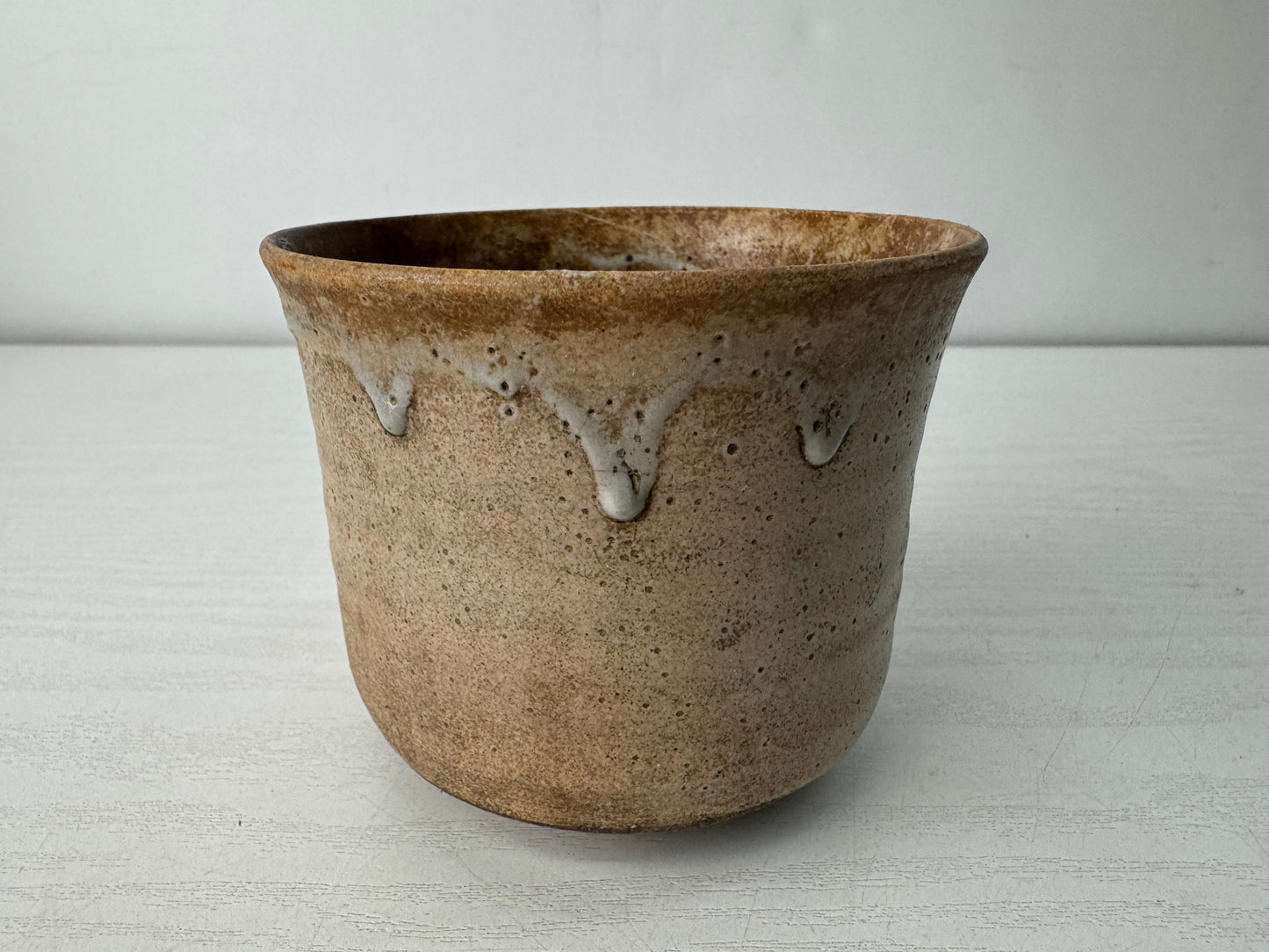 Y10457 CHAWAN Hagi-ware standing crane tube bowl box Japan antique tea ceremony