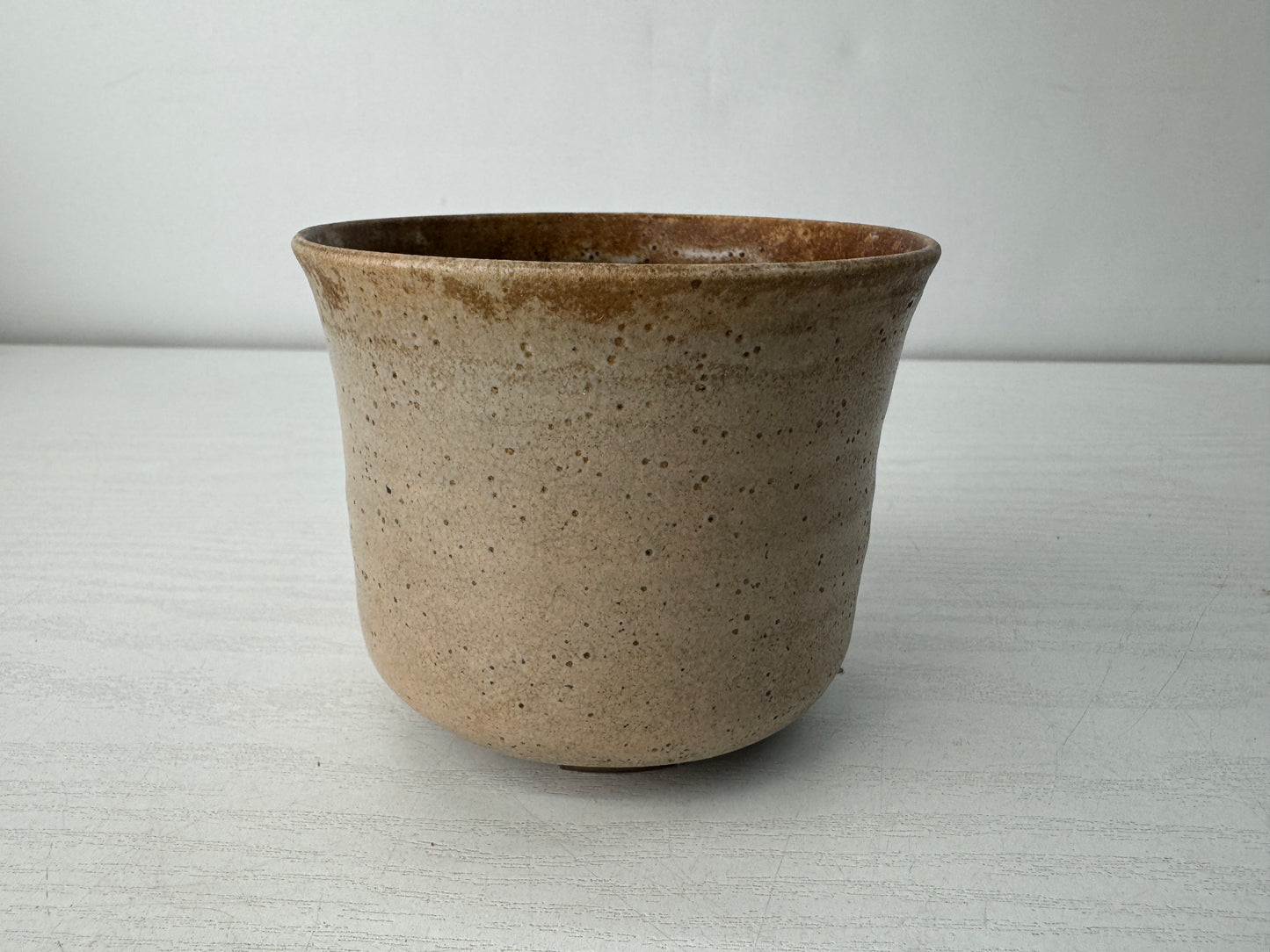 Y10457 CHAWAN Hagi-ware standing crane tube bowl box Japan antique tea ceremony