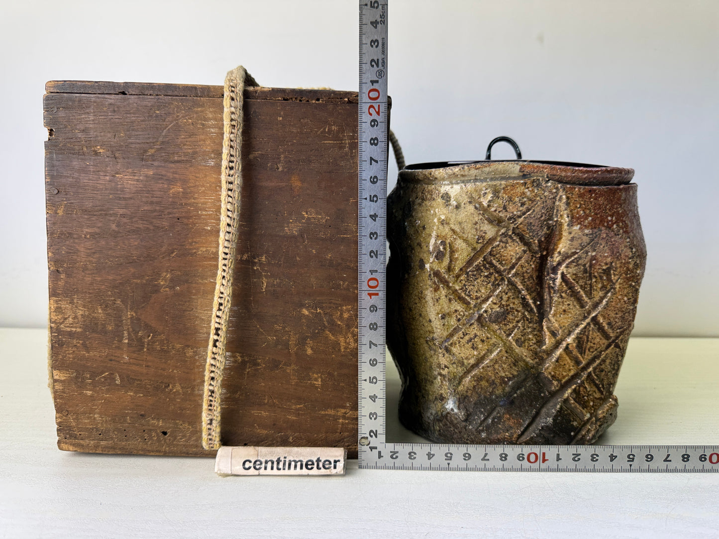 Y10459 MIZUSASHI Iga-ware water pot container box Japan antique tea ceremony