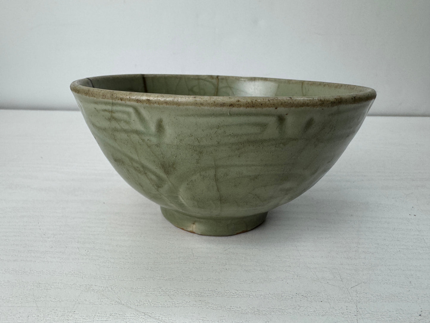 Y10460 CHAWAN Celadon bowl kintsugi box Chinese art China antique pottery pot