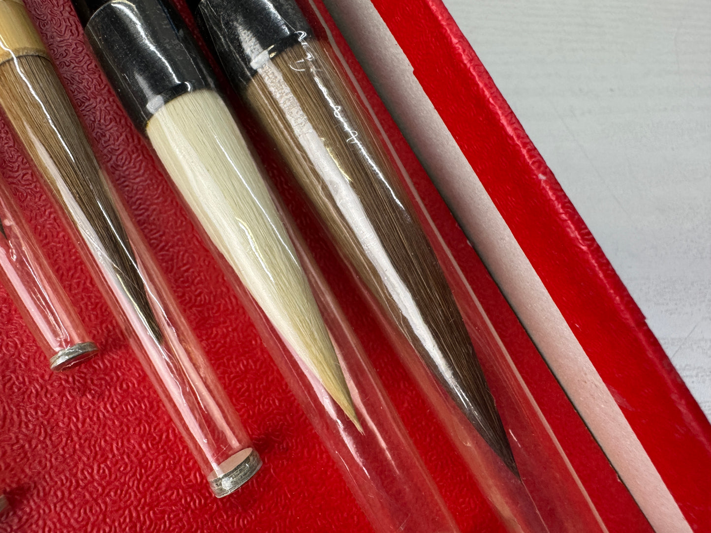Y10463 FUDE 5 ink writing Brushes box calligraphy stationery Japan antique study