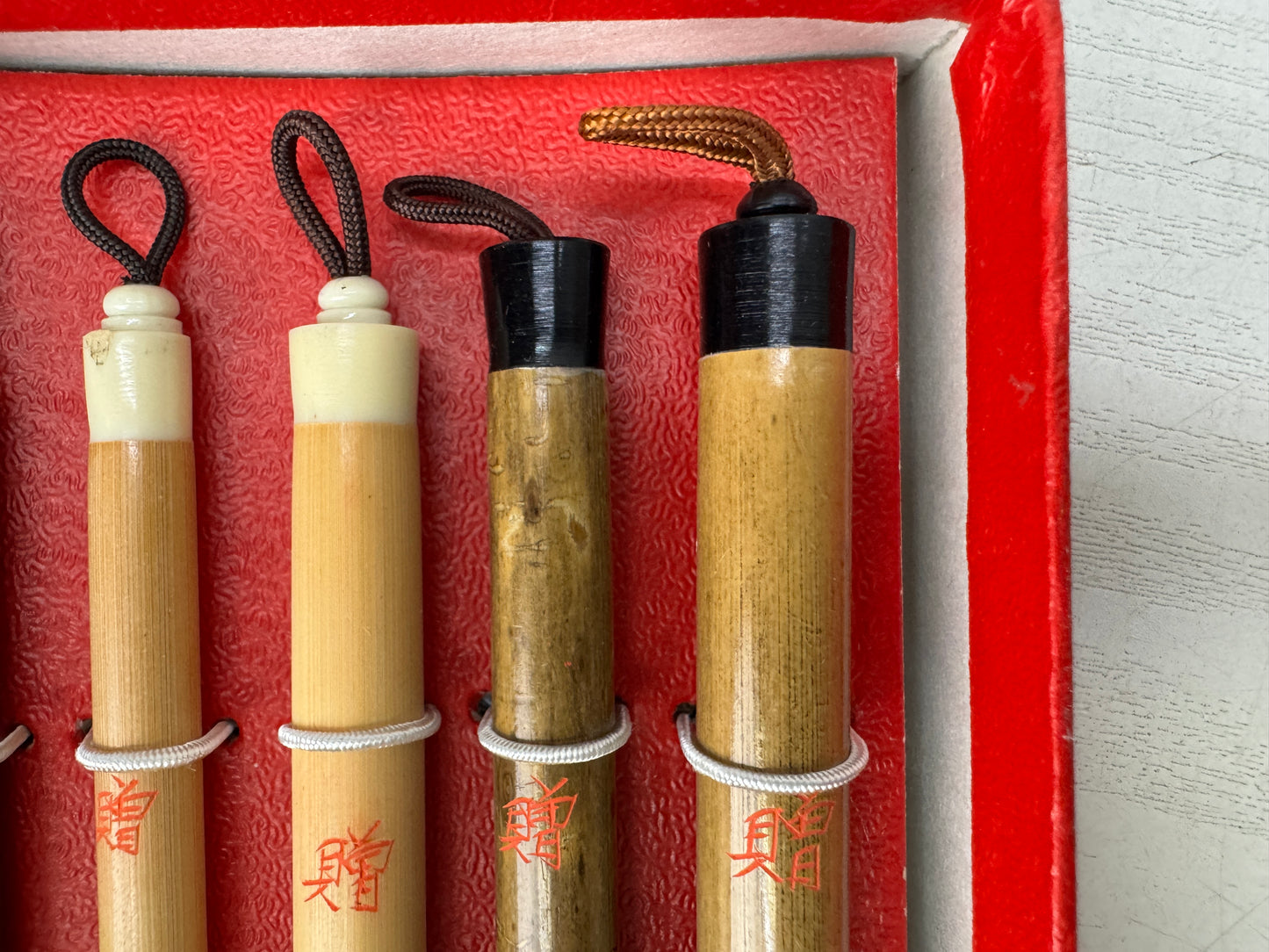 Y10463 FUDE 5 ink writing Brushes box calligraphy stationery Japan antique study