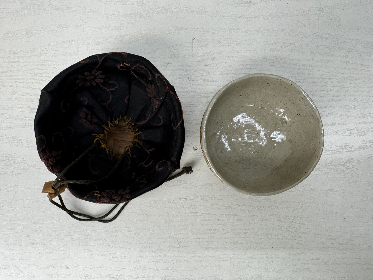 Y10470 CHAWAN bowl Bamboo woven basket Chasen whisk set Japan tea ceremony