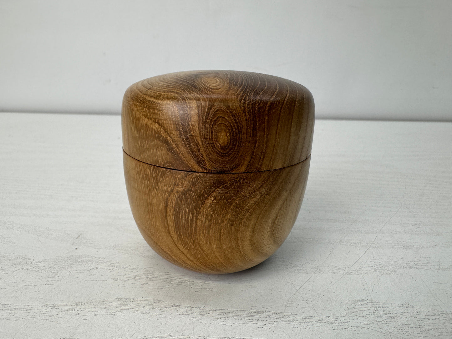 Y10471 TEA CADDY Mulberry wooden Natsume Matcha case Japan antique tea ceremony