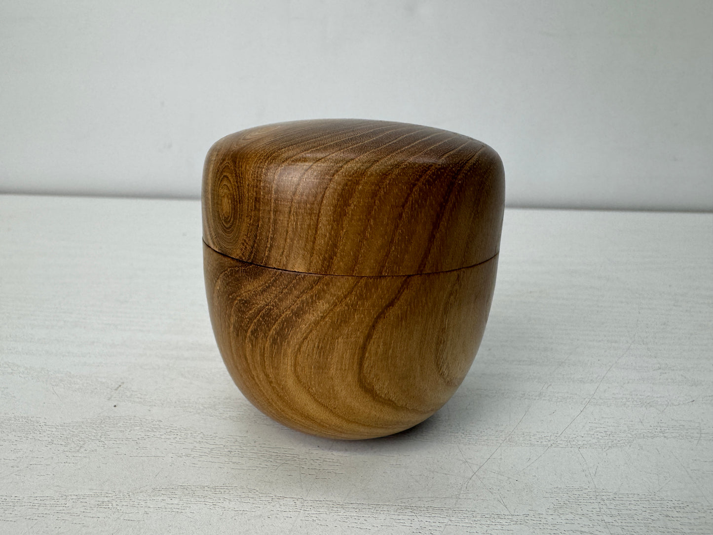 Y10471 TEA CADDY Mulberry wooden Natsume Matcha case Japan antique tea ceremony