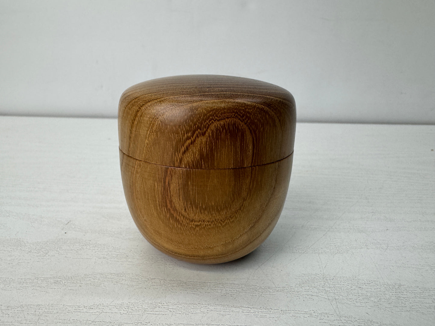 Y10471 TEA CADDY Mulberry wooden Natsume Matcha case Japan antique tea ceremony