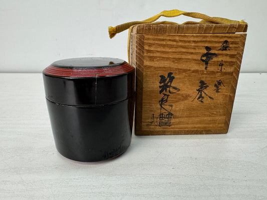 Y10472 TEA CADDY lacquered Natsume Matcha signed box Japan antique tea ceremony