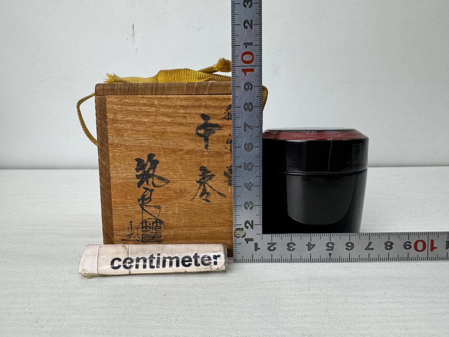 Y10472 TEA CADDY lacquered Natsume Matcha signed box Japan antique tea ceremony