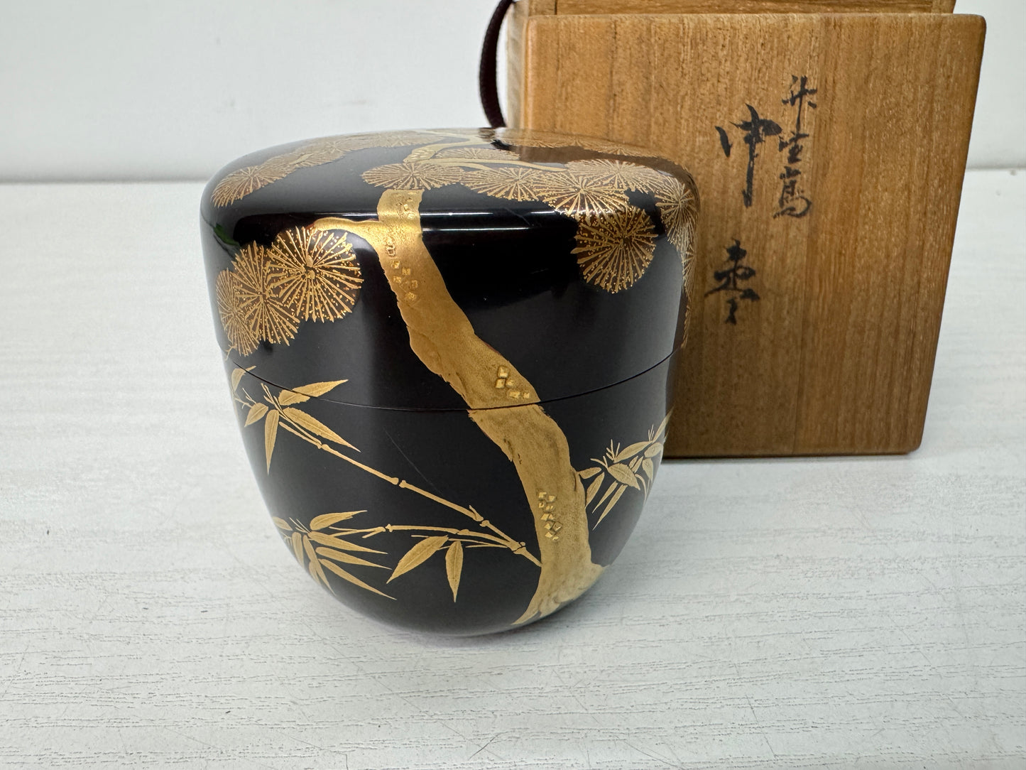 Y10473 TEA CADDY Makie Natsume Matcha case signed box Japan antique tea ceremony