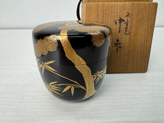 Y10473 TEA CADDY Makie Natsume Matcha case signed box Japan antique tea ceremony