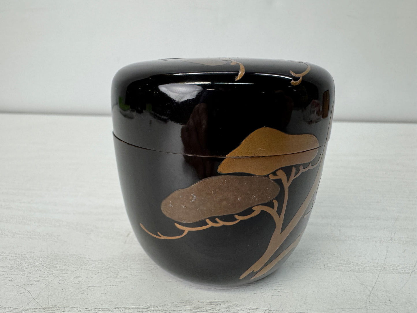 Y10474 TEA CADDY Pine Korin Makie Natsume signed box Japan antique tea ceremony