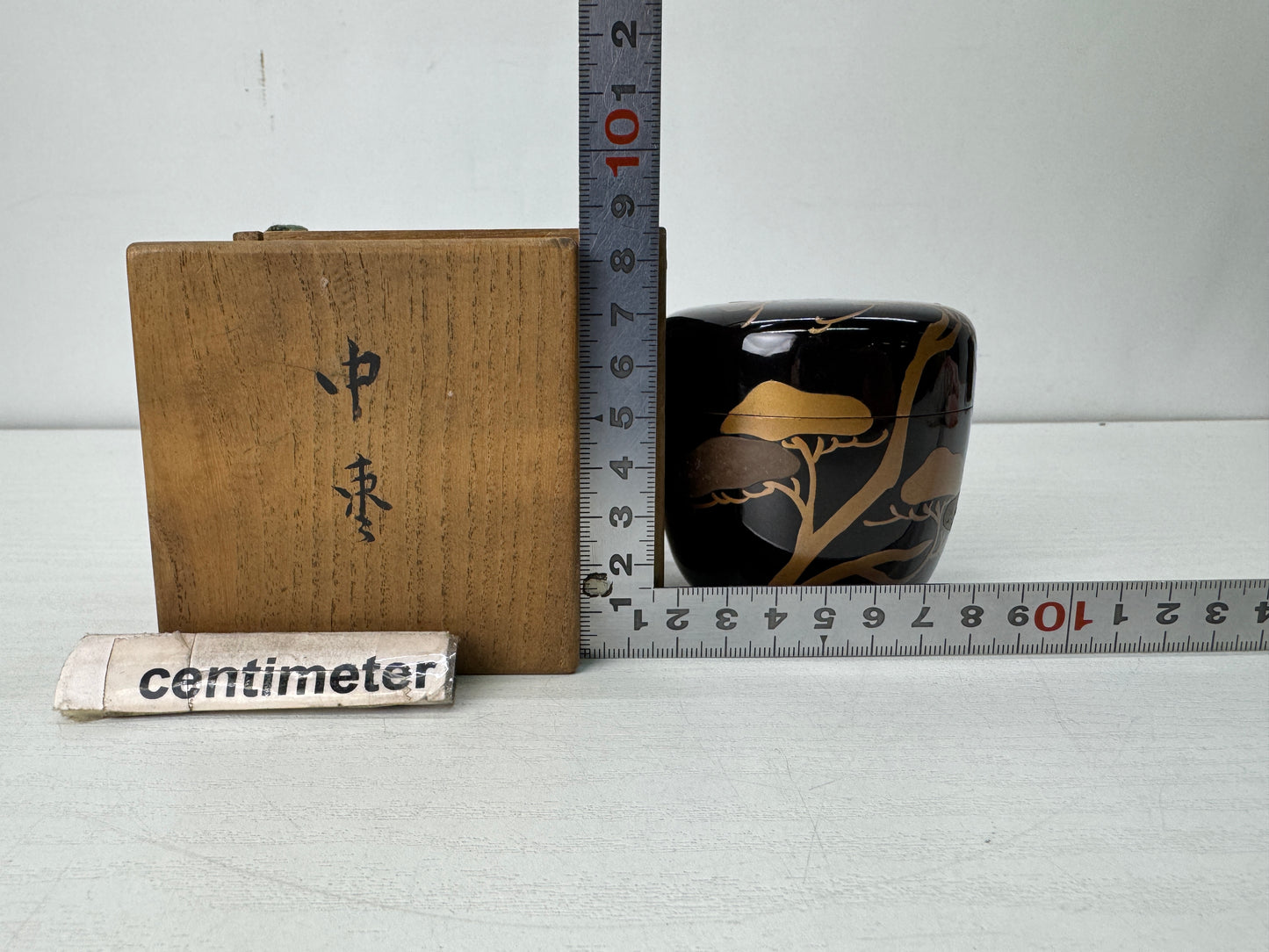 Y10474 TEA CADDY Pine Korin Makie Natsume signed box Japan antique tea ceremony