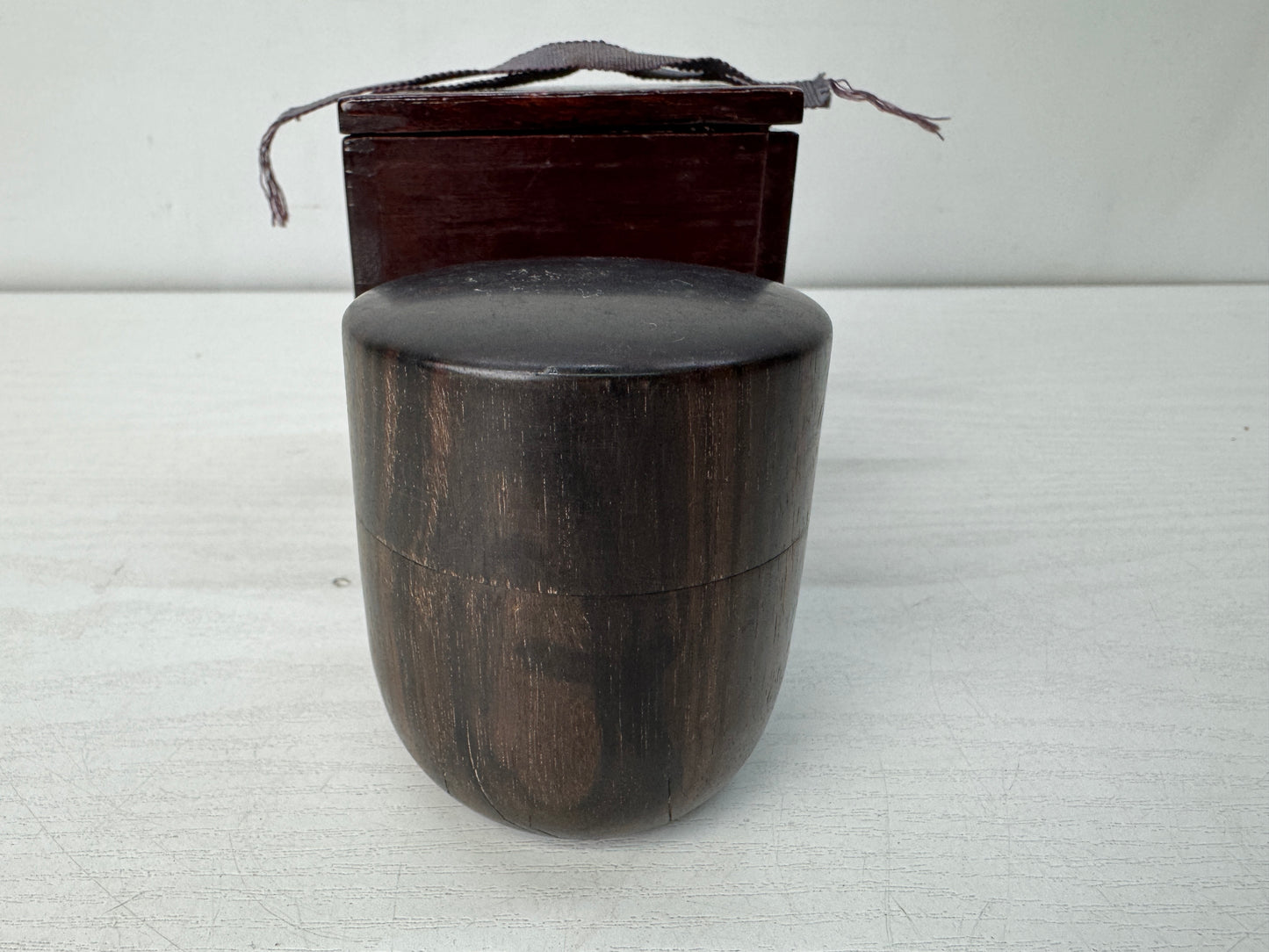 Y10475 TEA CADDY Black persimmon wood Natsume box Japan antique tea ceremony