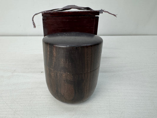 Y10475 TEA CADDY Black persimmon wood Natsume box Japan antique tea ceremony