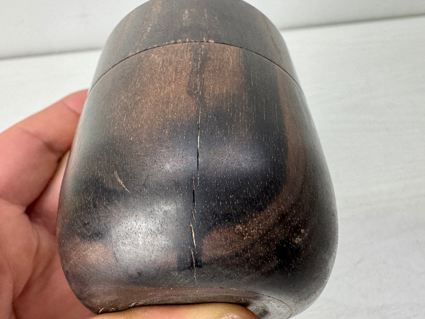 Y10475 TEA CADDY Black persimmon wood Natsume box Japan antique tea ceremony