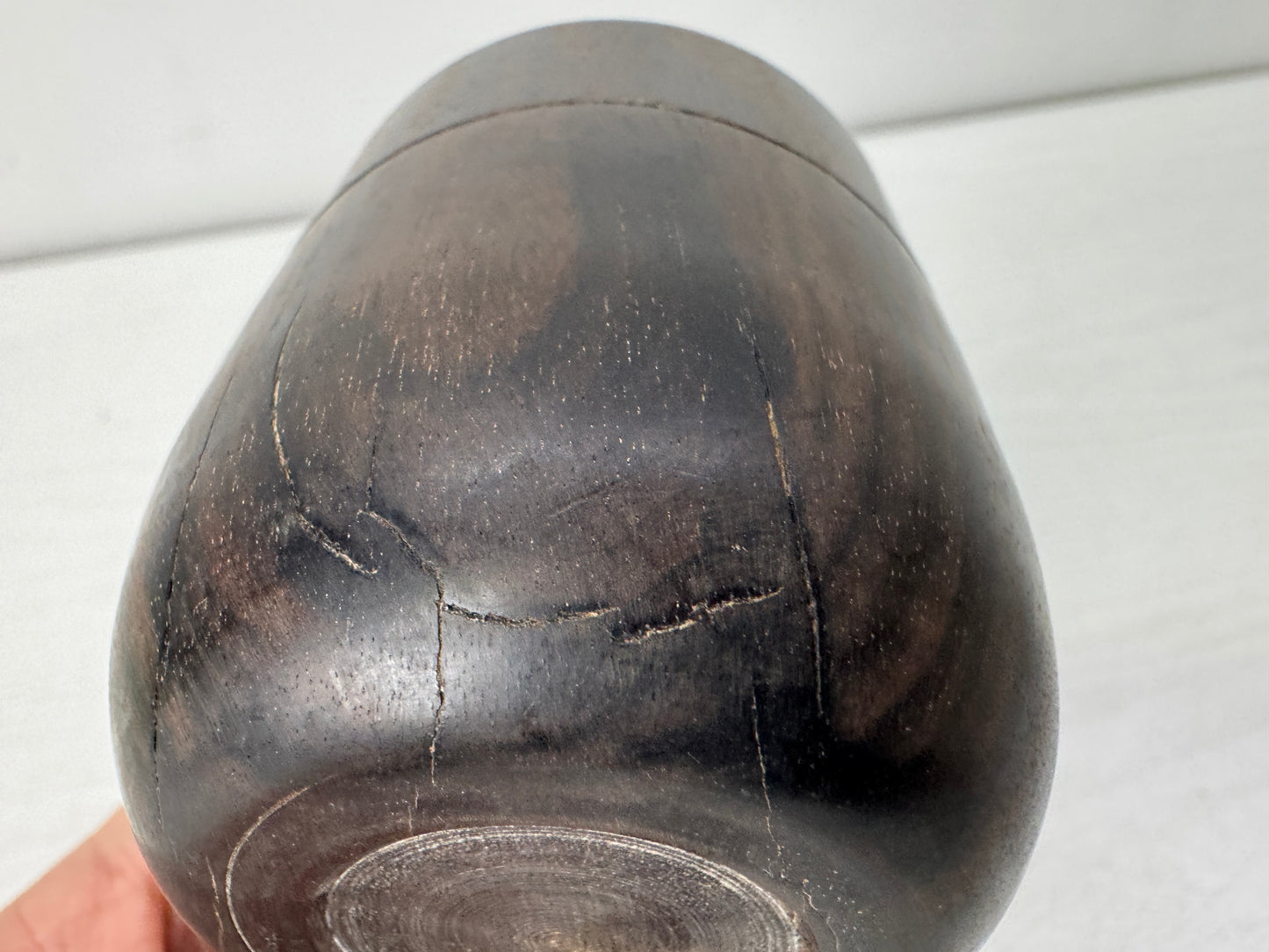 Y10475 TEA CADDY Black persimmon wood Natsume box Japan antique tea ceremony
