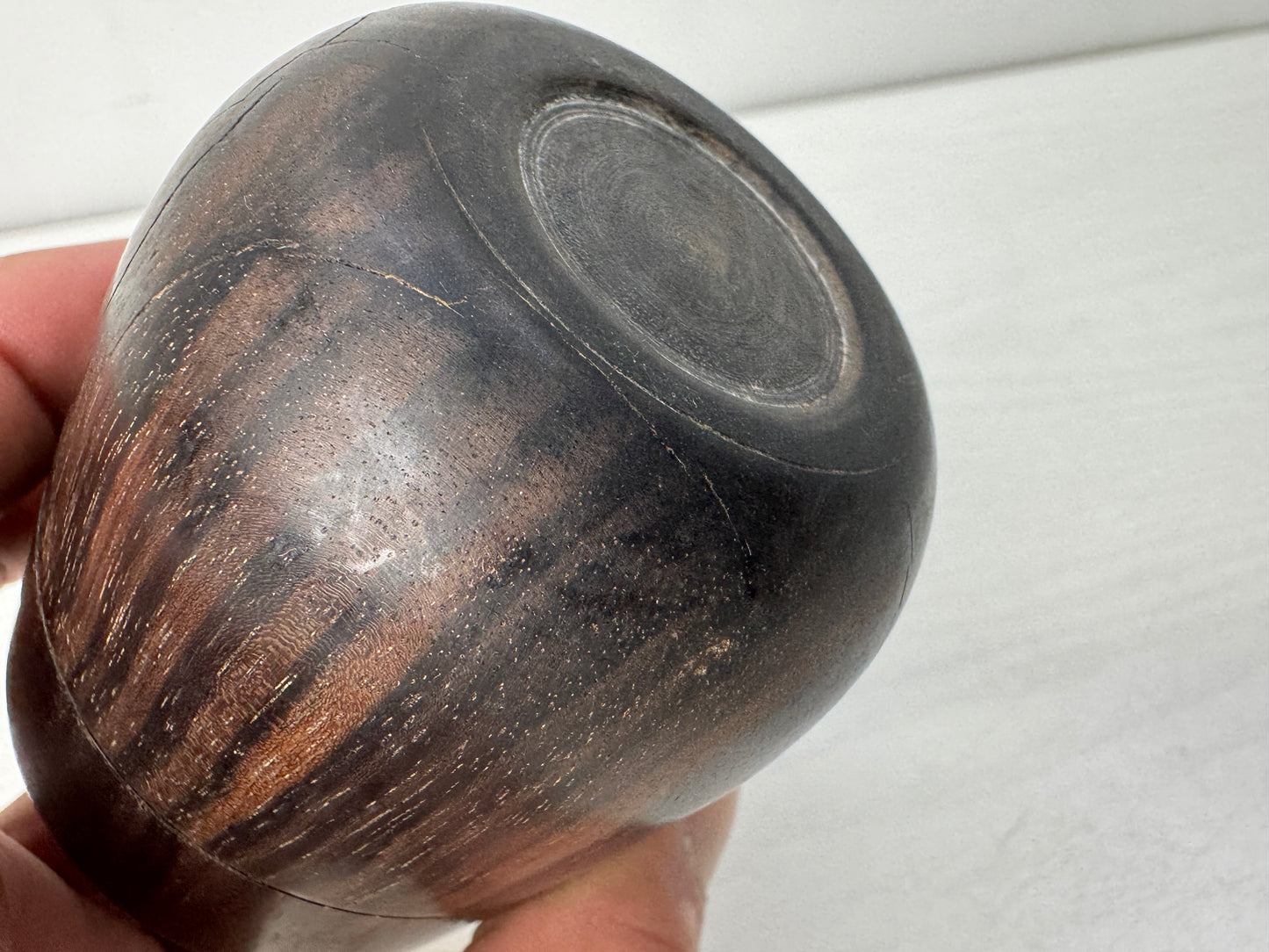 Y10475 TEA CADDY Black persimmon wood Natsume box Japan antique tea ceremony
