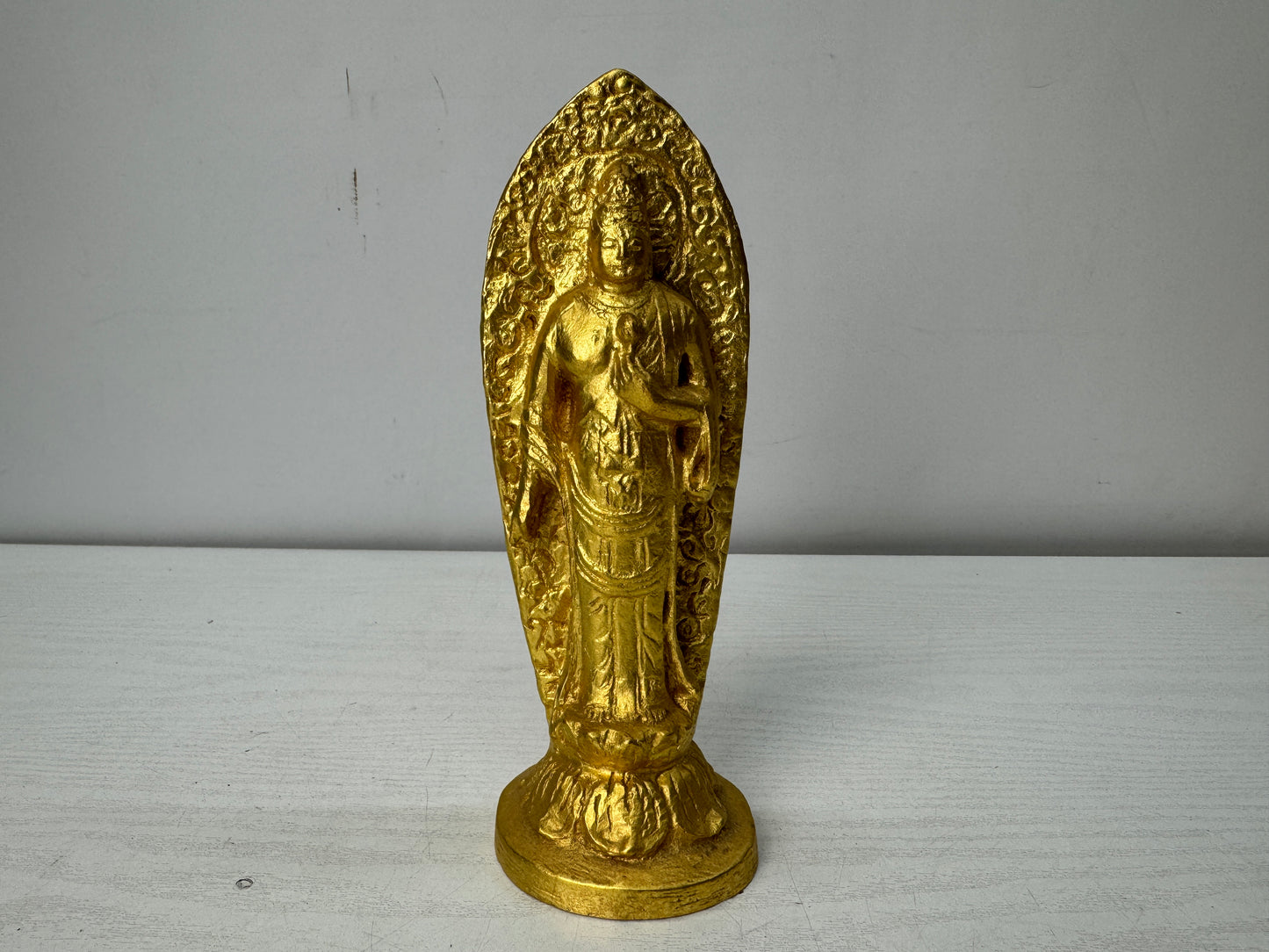 Y10481 STATUE Holy Kannon Bodhisattva figure signed box Japan antique interior