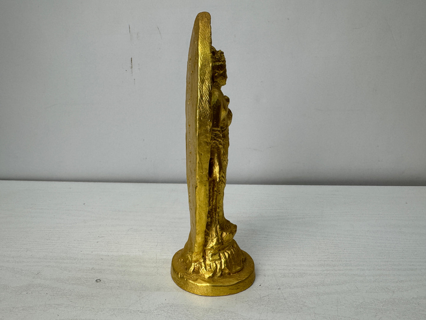 Y10481 STATUE Holy Kannon Bodhisattva figure signed box Japan antique interior