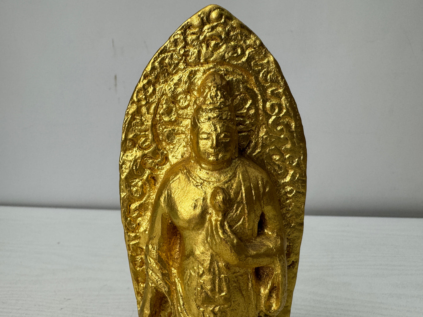 Y10481 STATUE Holy Kannon Bodhisattva figure signed box Japan antique interior