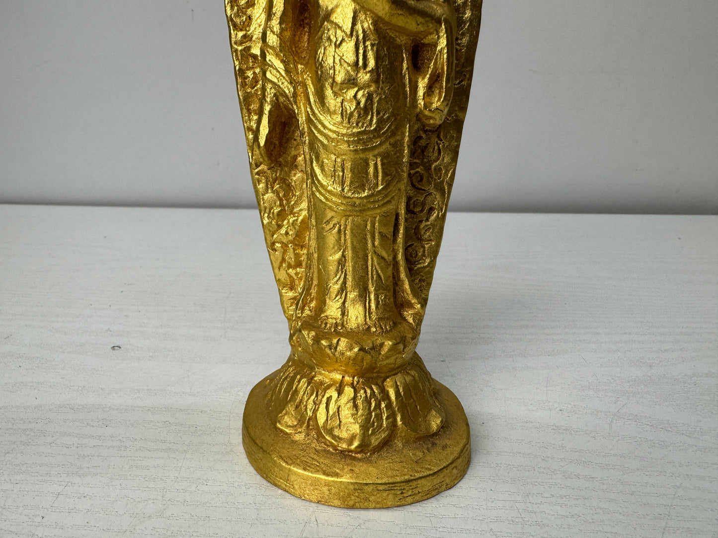 Y10481 STATUE Holy Kannon Bodhisattva figure signed box Japan antique interior