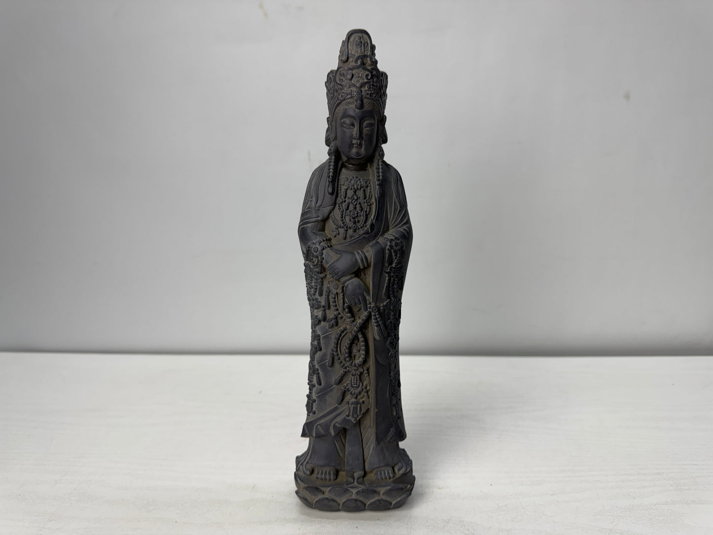 Y10482 STATUE stone sculpture Kannon Buddhist figure Japan antique interior