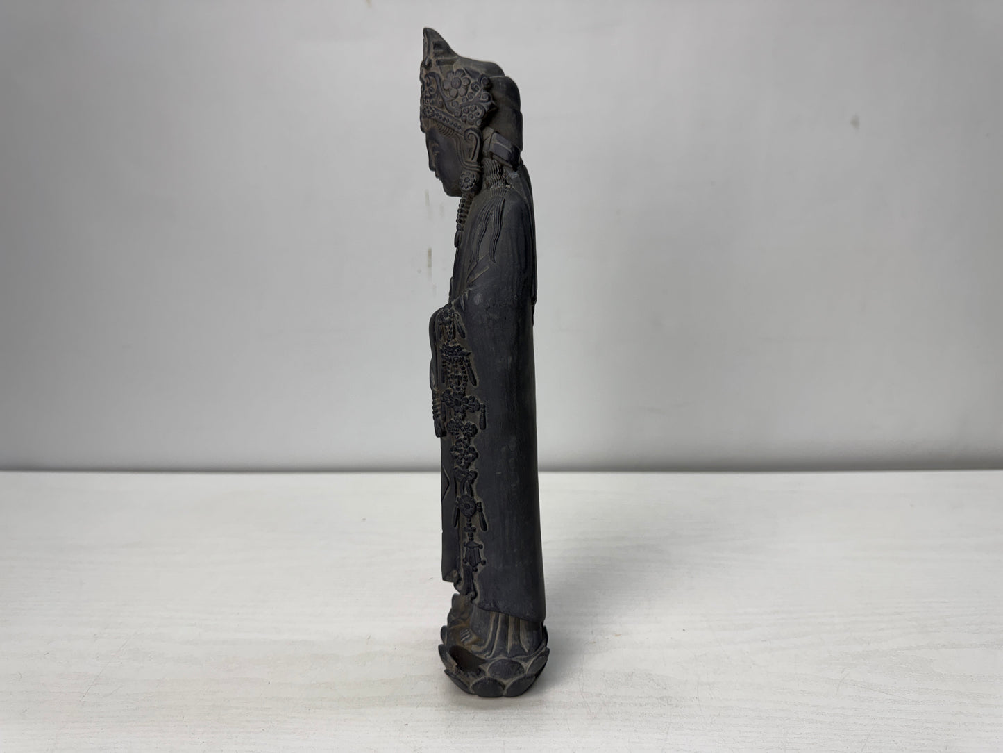 Y10482 STATUE stone sculpture Kannon Buddhist figure Japan antique interior