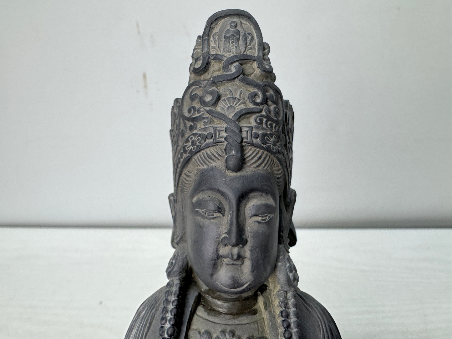 Y10482 STATUE stone sculpture Kannon Buddhist figure Japan antique interior