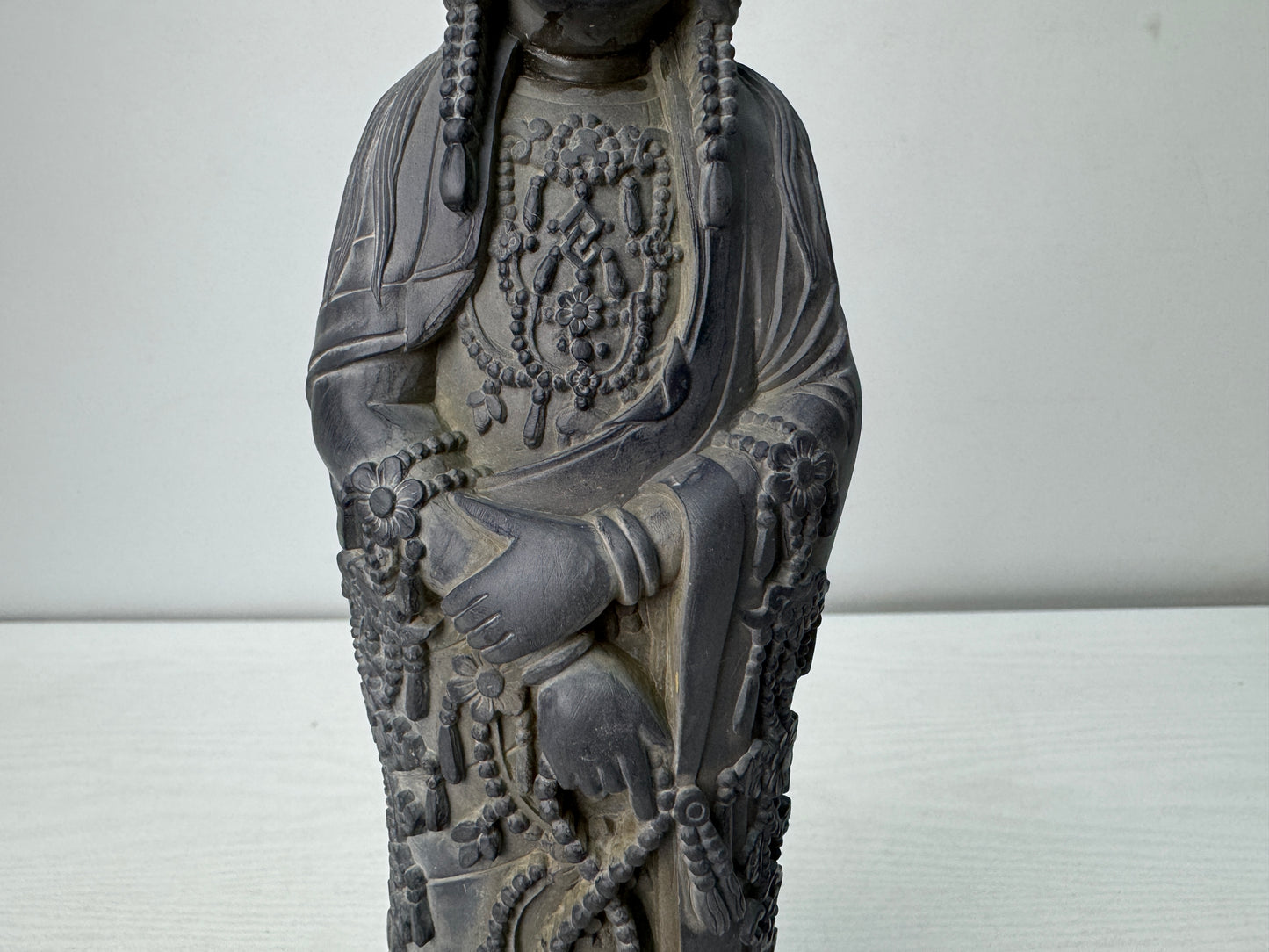 Y10482 STATUE stone sculpture Kannon Buddhist figure Japan antique interior