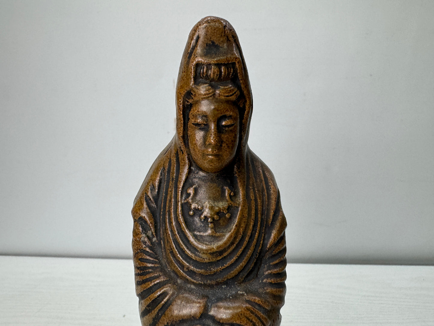 Y10483 STATUE Mino-ware Kannon Bodhisattva figurine Japan antique interior