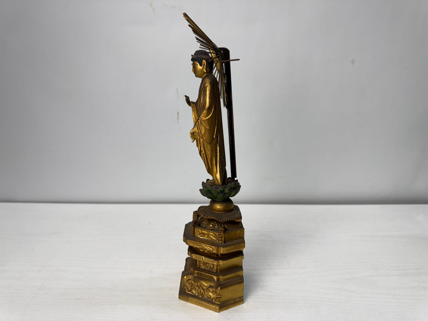 Y10484 STATUE wood carving Amida Buddha Buddhist figure Japan antique interior