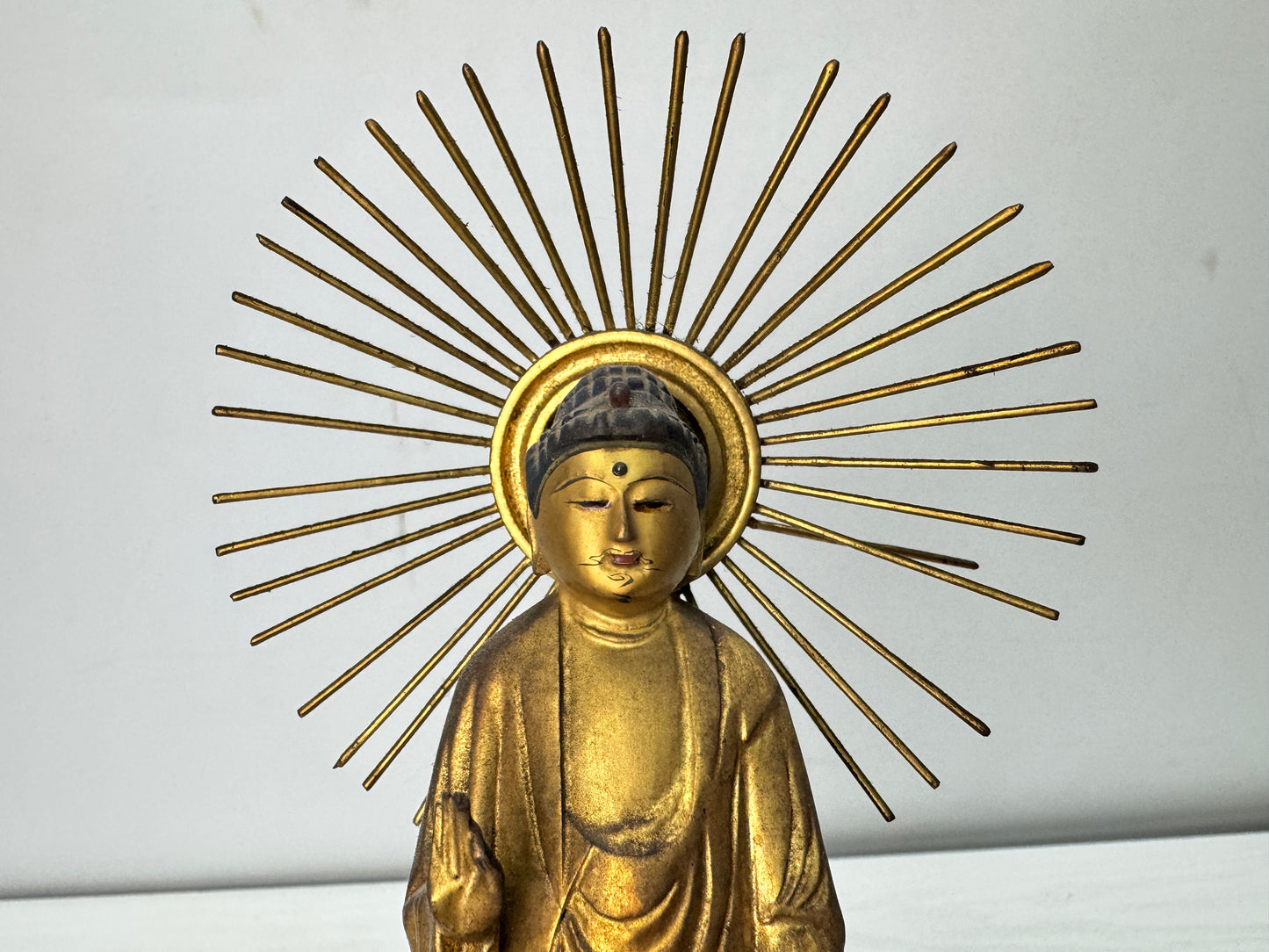 Y10484 STATUE wood carving Amida Buddha Buddhist figure Japan antique interior