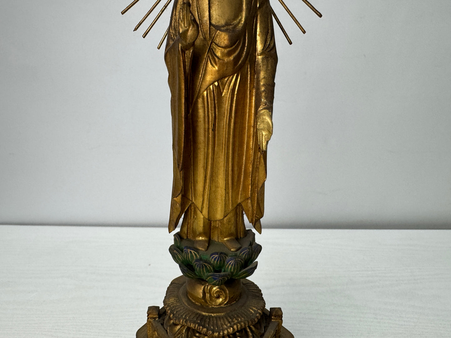 Y10484 STATUE wood carving Amida Buddha Buddhist figure Japan antique interior